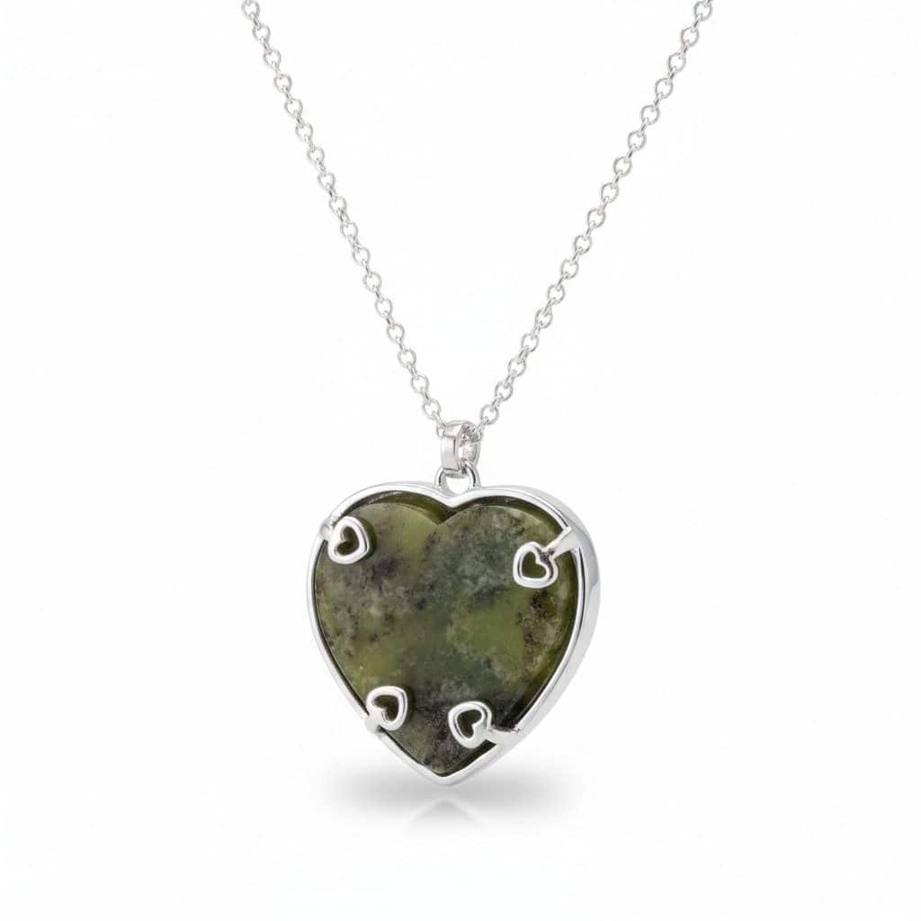 Connemara Marble Sterling Silver Heart Shaped Pendant - Connemara Marble - Image 1