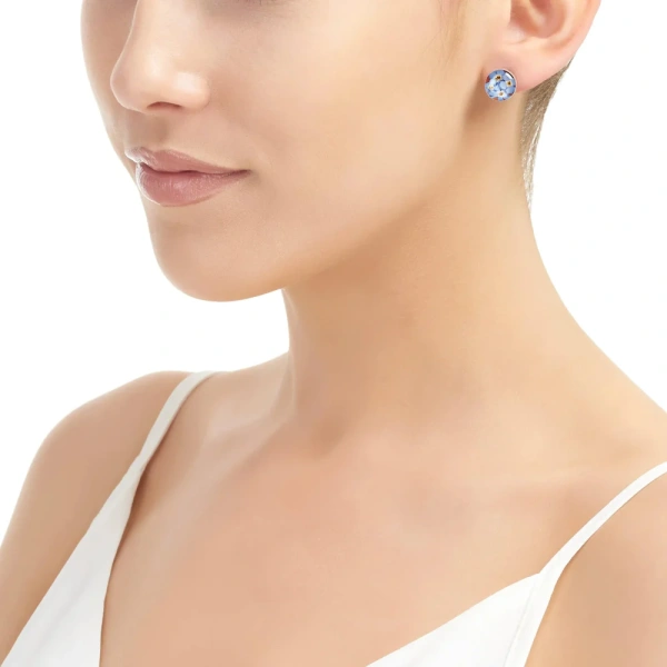Real Flower Silver Stud Earrings - Forget-Me-Nots - Circle - Confirmation Gifts - Image 1
