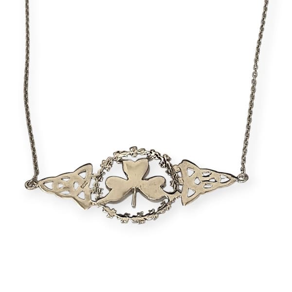 Connemara Marble Sterling Silver Shamrock Necklet - Connemara Marble - Image 1