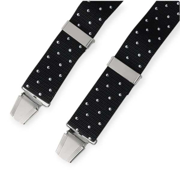 Black Polka Dot Trouser Braces – Adjustable Clip-On Suspenders for Men & Women - Grandfather Shirts
