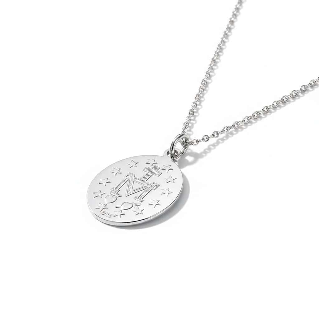 Silver Miraculous Medal Pendant Necklace – Catholic Gift of Faith - Irish Gifts - Image 1