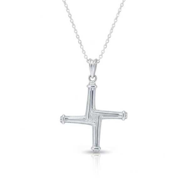 Sterling Silver St. Brigid’s Cross Necklace – 18” Chain - Irish Gifts