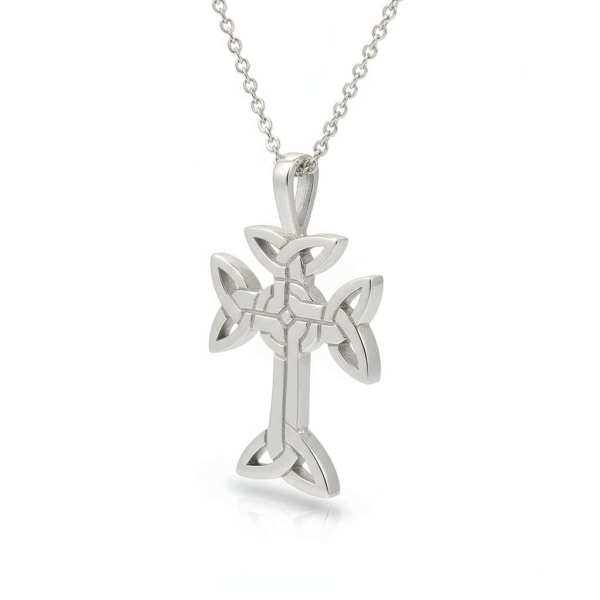 Sterling Silver Trinity Knot Celtic Cross Necklace – Made in Ireland - Irish Gifts