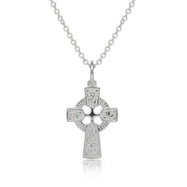 Sterling Silver Child’s Celtic Cross Necklace – 18” Chain - Irish Gifts