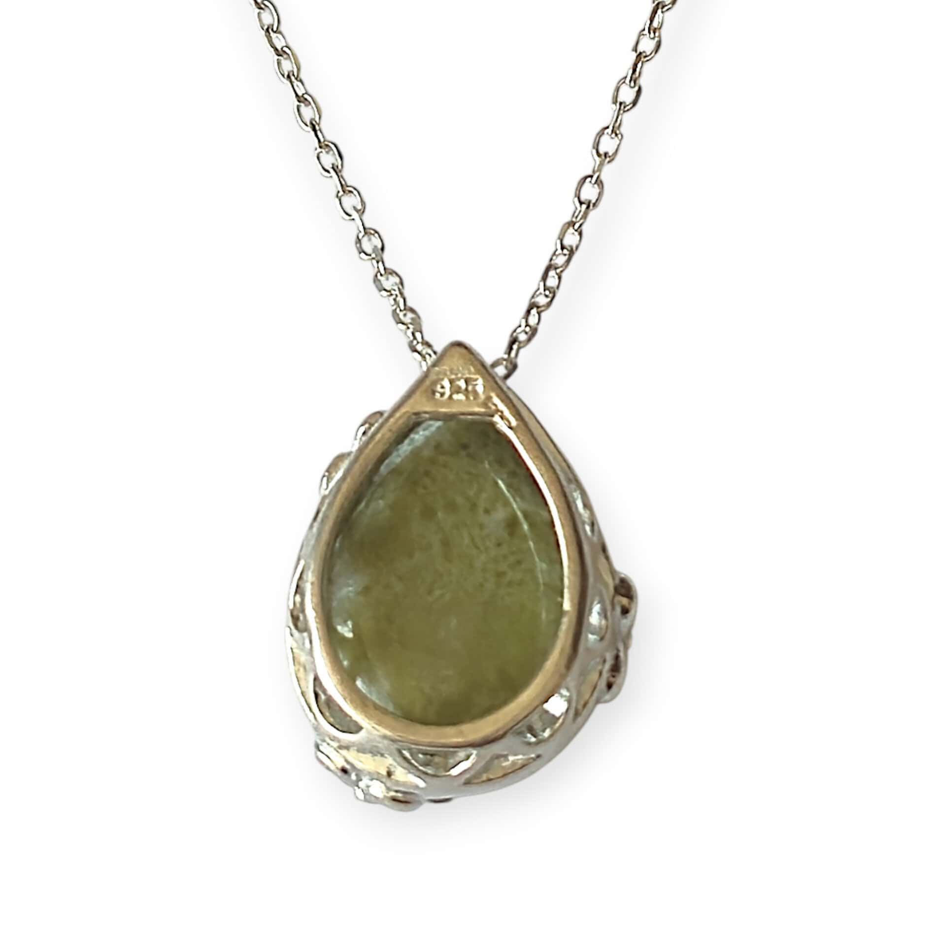 Sterling Silver Pear-Shaped Connemara Marble Pendant – 18” Chain - Connemara Marble - Image 2