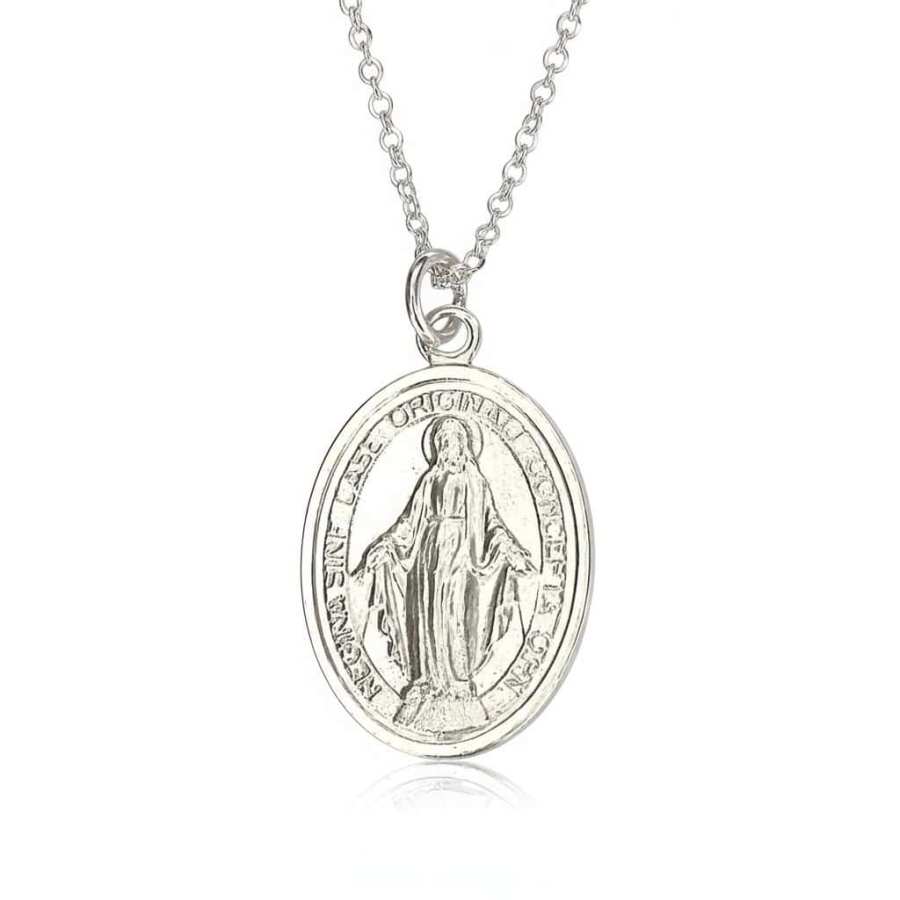 Silver Miraculous Medal Pendant Necklace – Catholic Gift of Faith - Irish Gifts