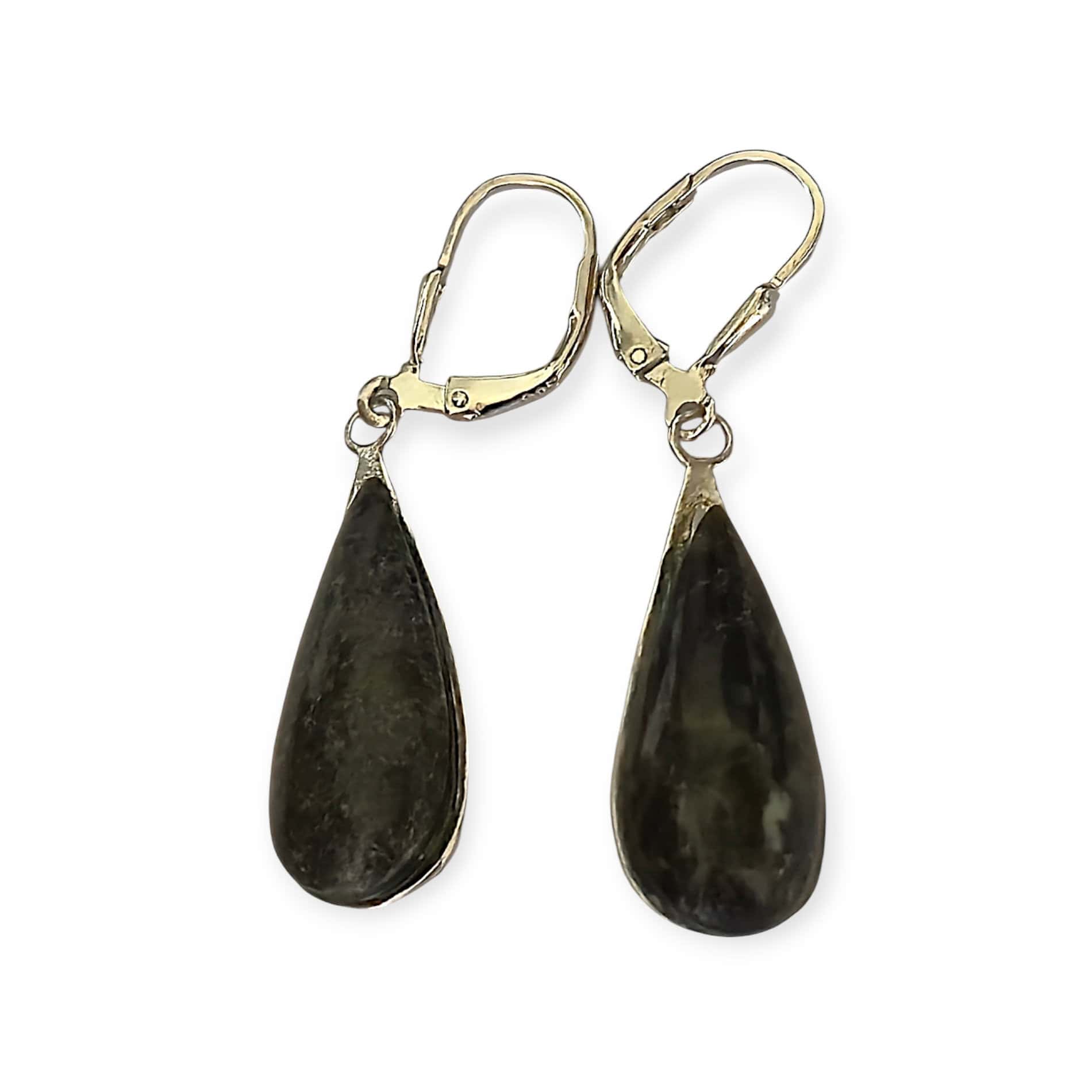 Connemara Marble Silver Drop Earrings - Connemara Marble - Image 2