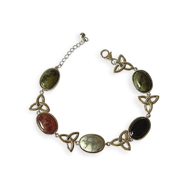 Sterling Silver Trinity Knot and Irish Marble Bracelet - Connemara Marble - Image 2