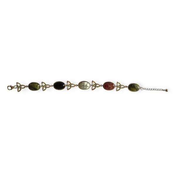 Sterling Silver Trinity Knot and Irish Marble Bracelet - Connemara Marble - Image 1