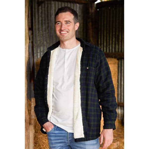 Lee Valley Warm Fleece-Lined Shirt – Blue Green Tartan Plaid - Grandfather Shirts