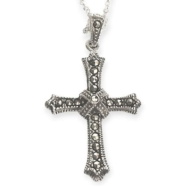 Silver Cross with Marcasite Detail - Irish Gifts - Image 1