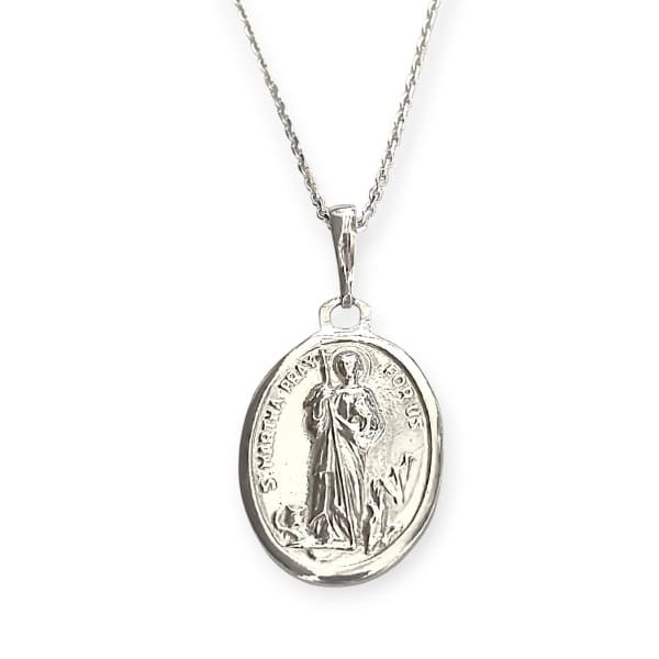 St Martha Silver Medal Necklace – Patron of Service and Strength - Irish Gifts