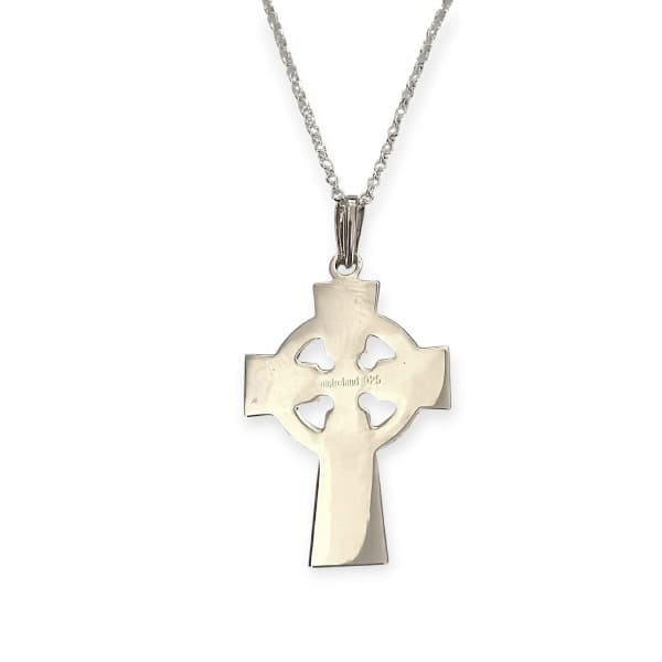 Sterling Silver Celtic Cross with Engraved Trinity - Irish Gifts - Image 1