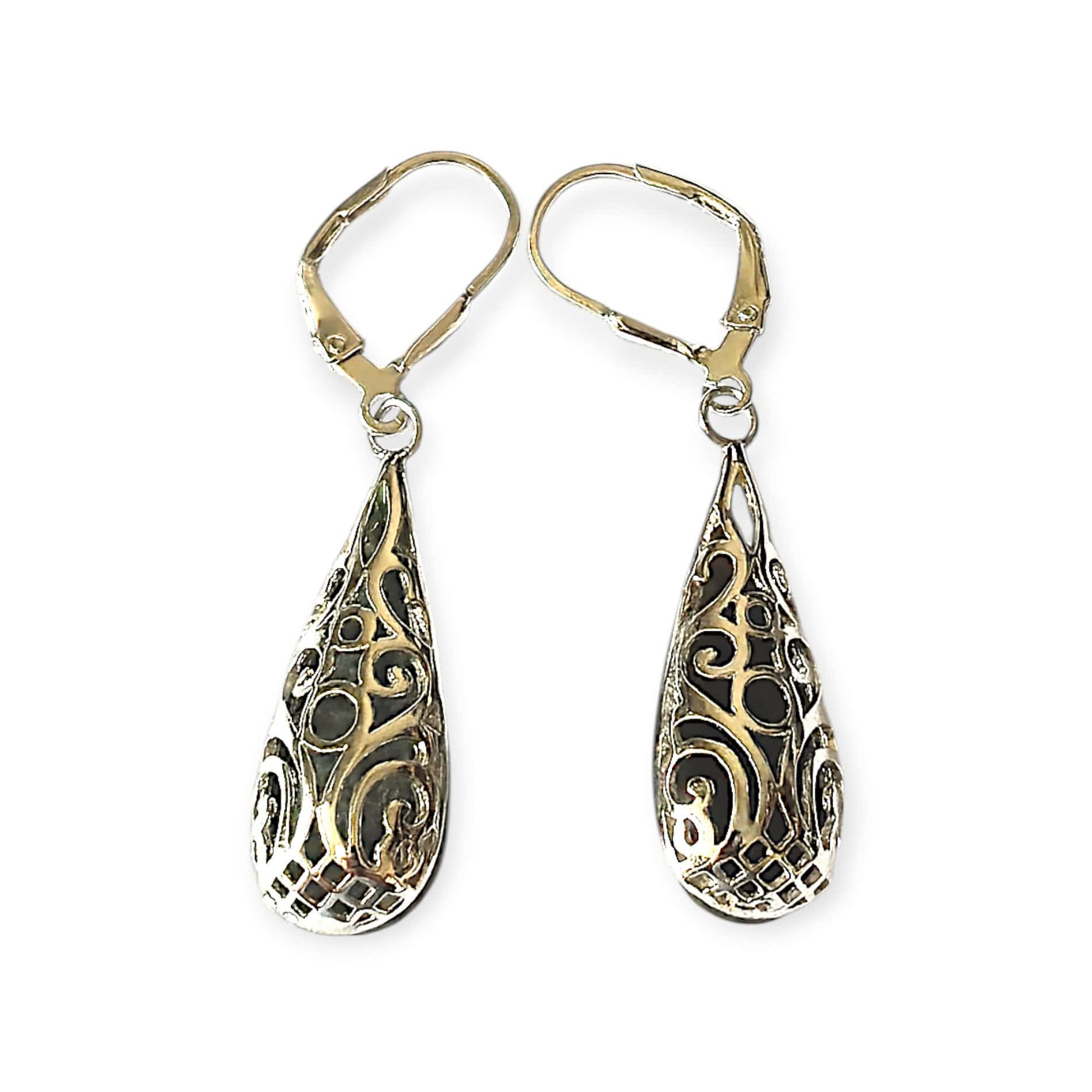 Connemara Marble Silver Drop Earrings - Connemara Marble - Image 3