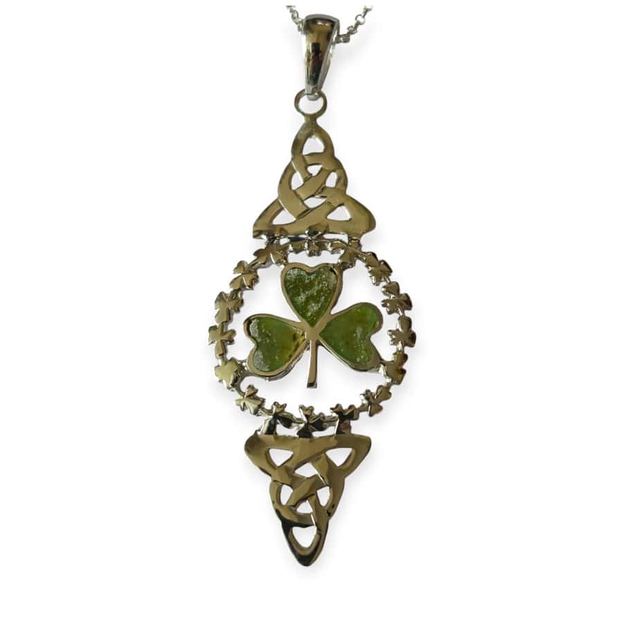 Connemara Marble Sterling Silver Shamrock Pendant - Connemara Marble - Image 2