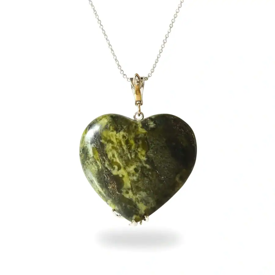 Silver-Plated Connemara Marble Tree of Life Heart Pendant – 35mm - Connemara Marble - Image 2