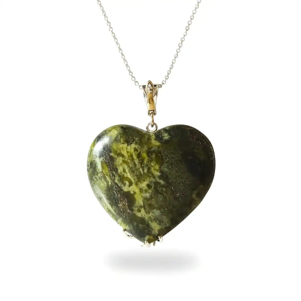 Silver-Plated Connemara Marble Tree of Life Heart Pendant – 35mm - Connemara Marble - Image 2