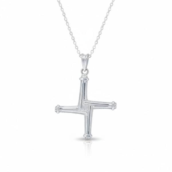 Sterling Silver St. Brigid’s Cross Necklace – 18” Chain - Irish Gifts