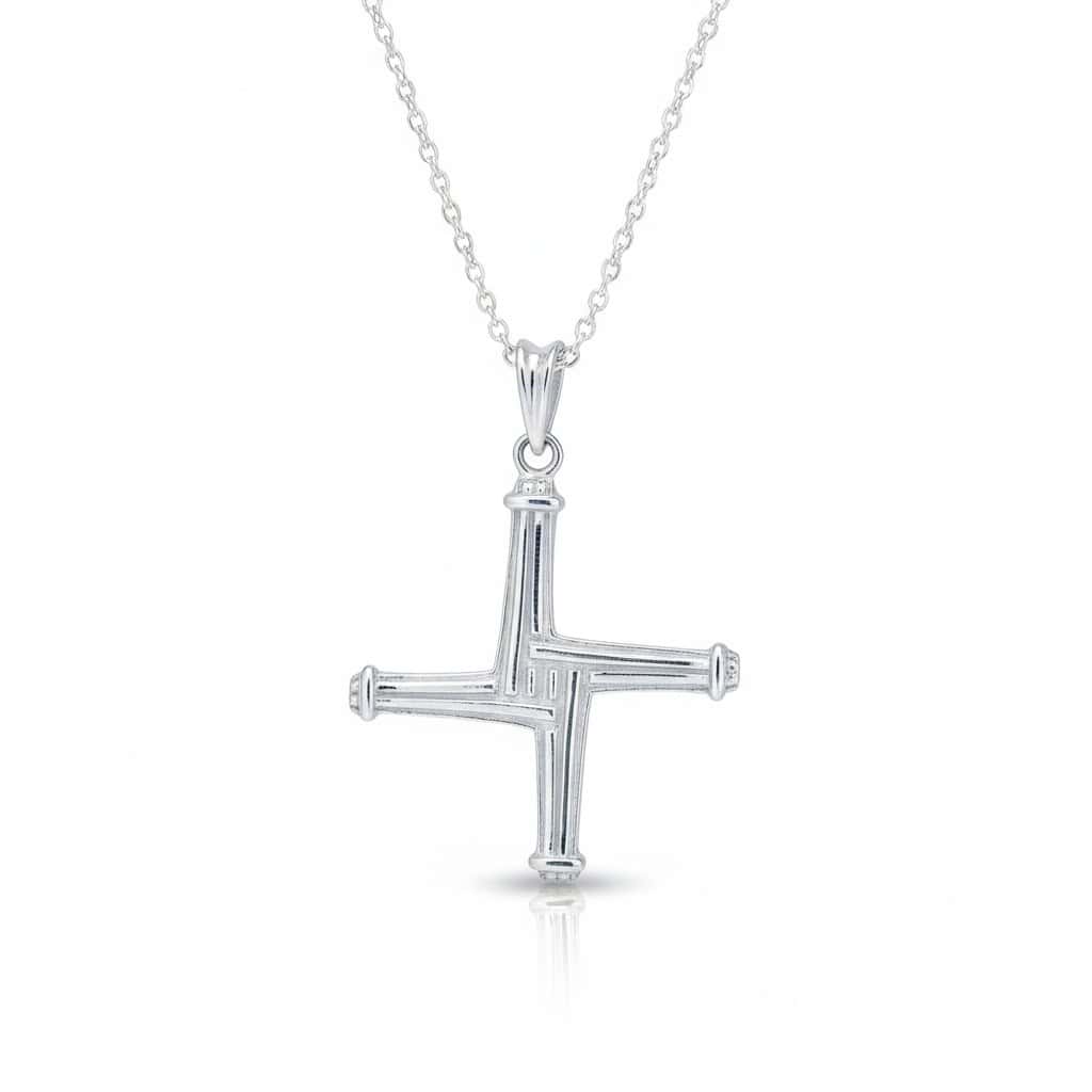 Sterling Silver St. Brigid’s Cross Necklace – 18” Chain - Irish Gifts