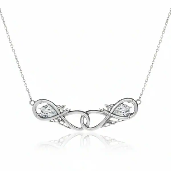 Silver Book of Kells Necklet with Celtic Birds – Fixed Chain 19” - Irish Gifts