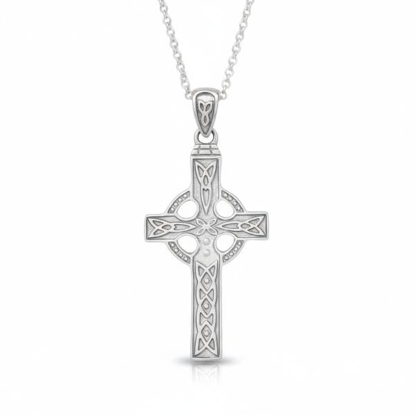 Sterling Silver Celtic Cross Necklace – Medium Size, Made in Ireland - Irish Gifts