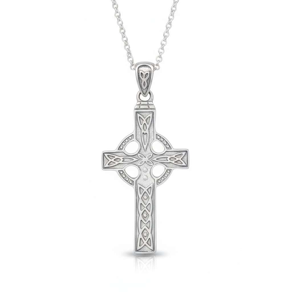 Sterling Silver Celtic Cross Necklace – Medium Size, Made in Ireland - Irish Gifts