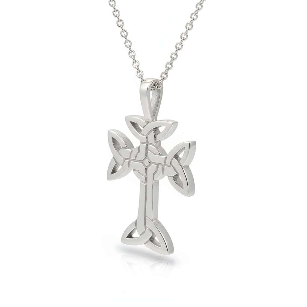 Sterling Silver Trinity Knot Celtic Cross Necklace – Made in Ireland - Irish Gifts