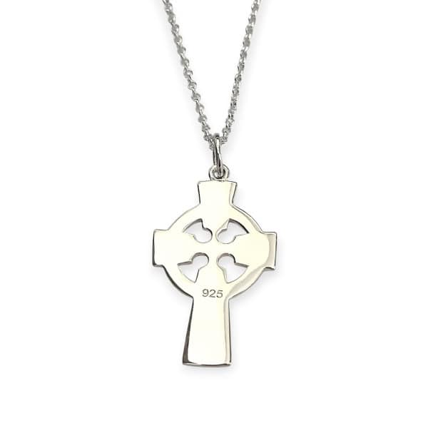 Sterling Silver Celtic Cross with Engraved Knots - Irish Gifts - Image 1