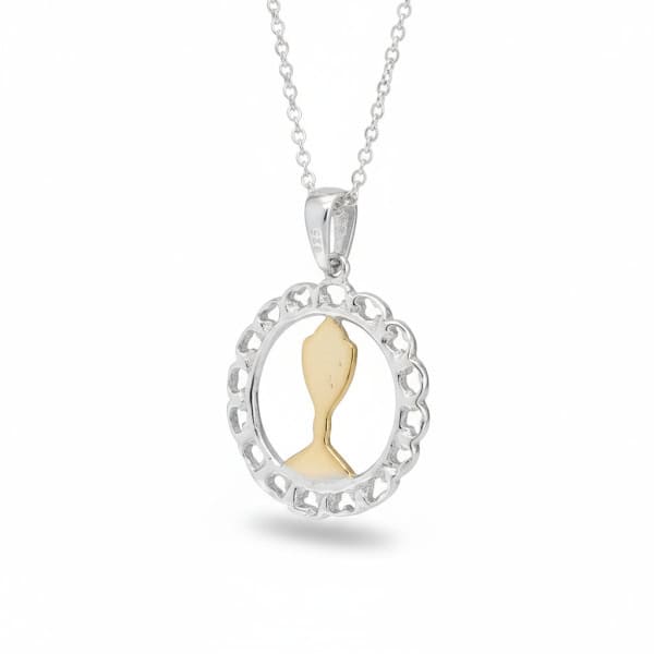 Silver First Communion Medal with Gold-Plated Chalice – 18” Chain - Irish Gifts - Image 1