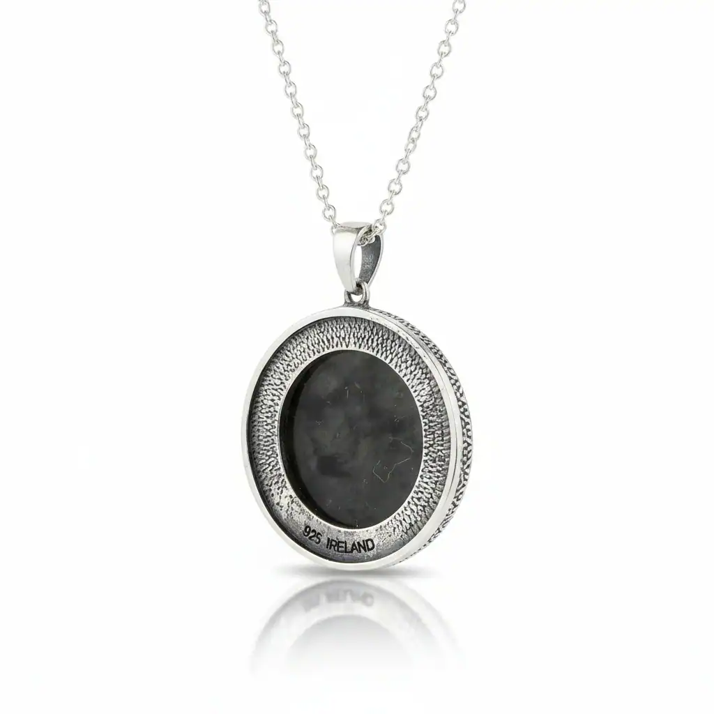 Connemara Marble Sterling Silver Round Pendant - Connemara Marble - Image 1