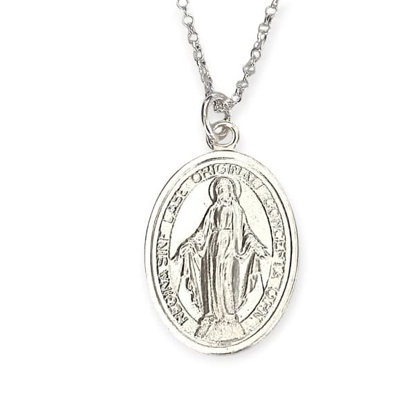 Silver Miraculous Medal Pendant Necklace – Catholic Gift of Faith - Irish Gifts