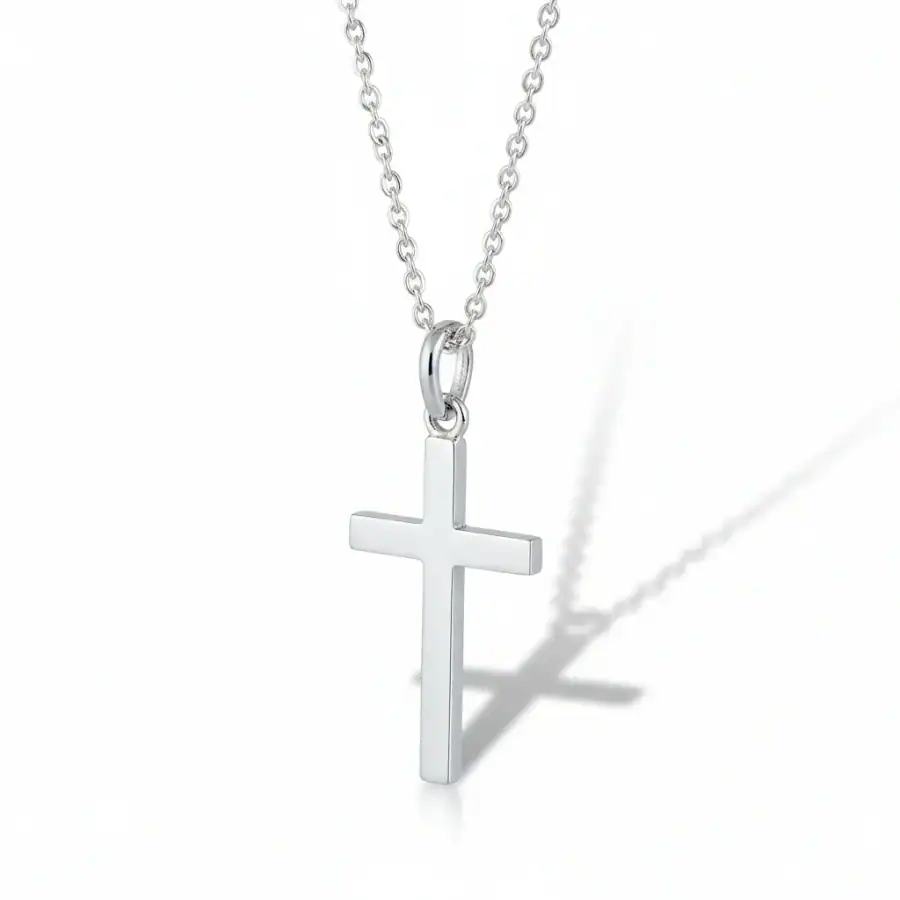 Sterling Silver Plain Cross Necklace – Classic 18” Chain - Irish Gifts - Image 2