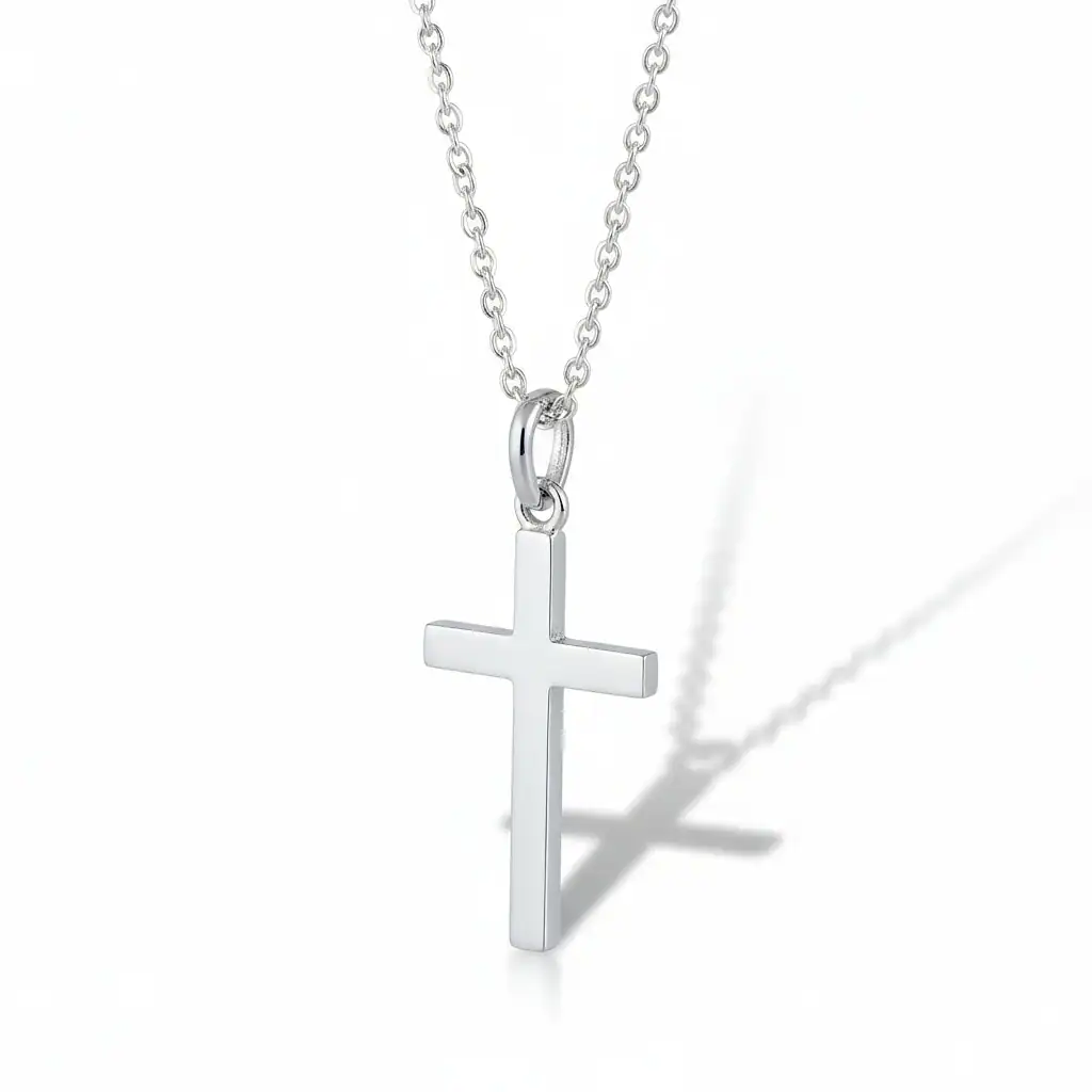 Sterling Silver Plain Cross Necklace – Classic 18” Chain - Irish Gifts - Image 2
