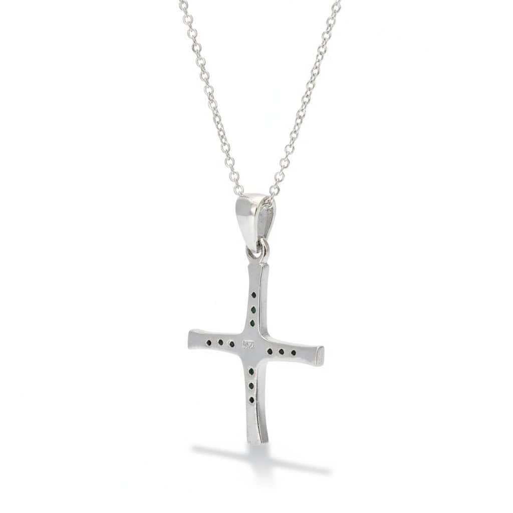 Sterling Silver St. Brigid’s Cross with Green Stones – 18” Chain - Irish Gifts - Image 2