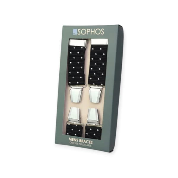 Black Polka Dot Trouser Braces – Adjustable Clip-On Suspenders for Men & Women - Grandfather Shirts - Image 1
