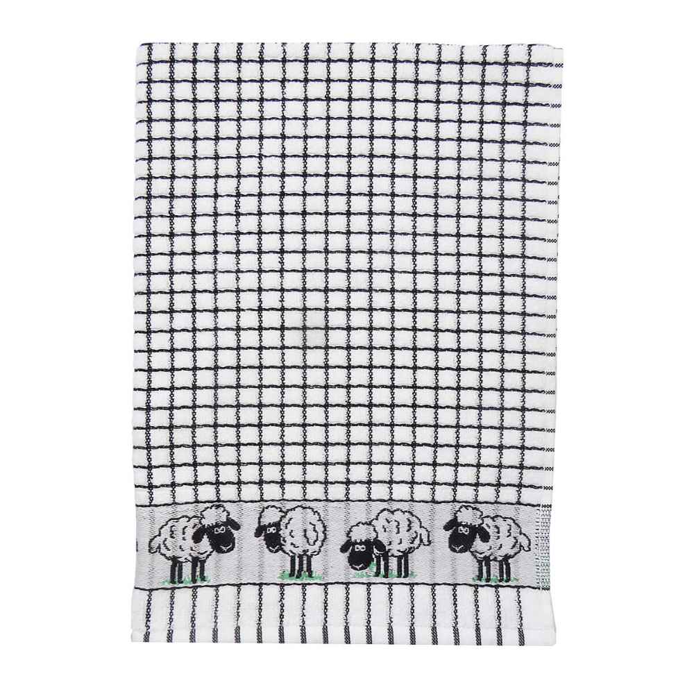 Poli-Dri Jacquard Tea Towel – Black & White Sheep by Samuel Lamont - Decorative Bar Stuff - Image 1