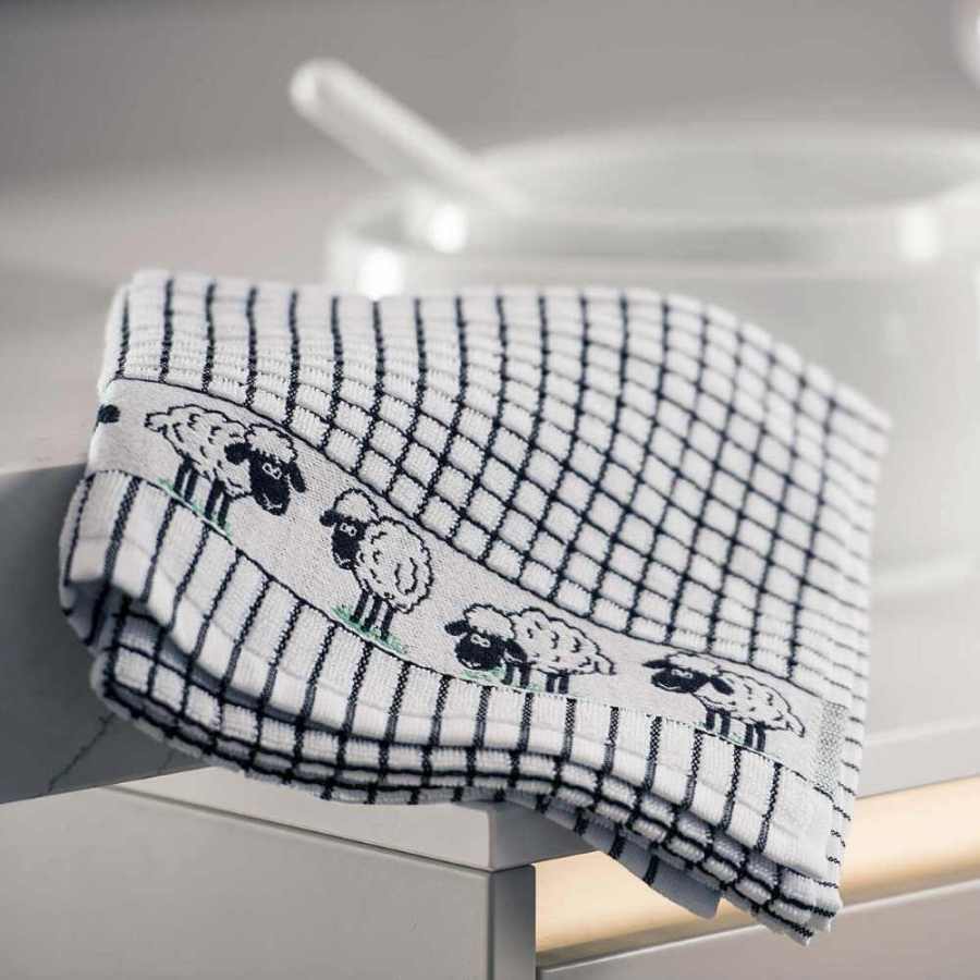 Poli-Dri Jacquard Tea Towel – Black & White Sheep by Samuel Lamont - Decorative Bar Stuff - Image 3