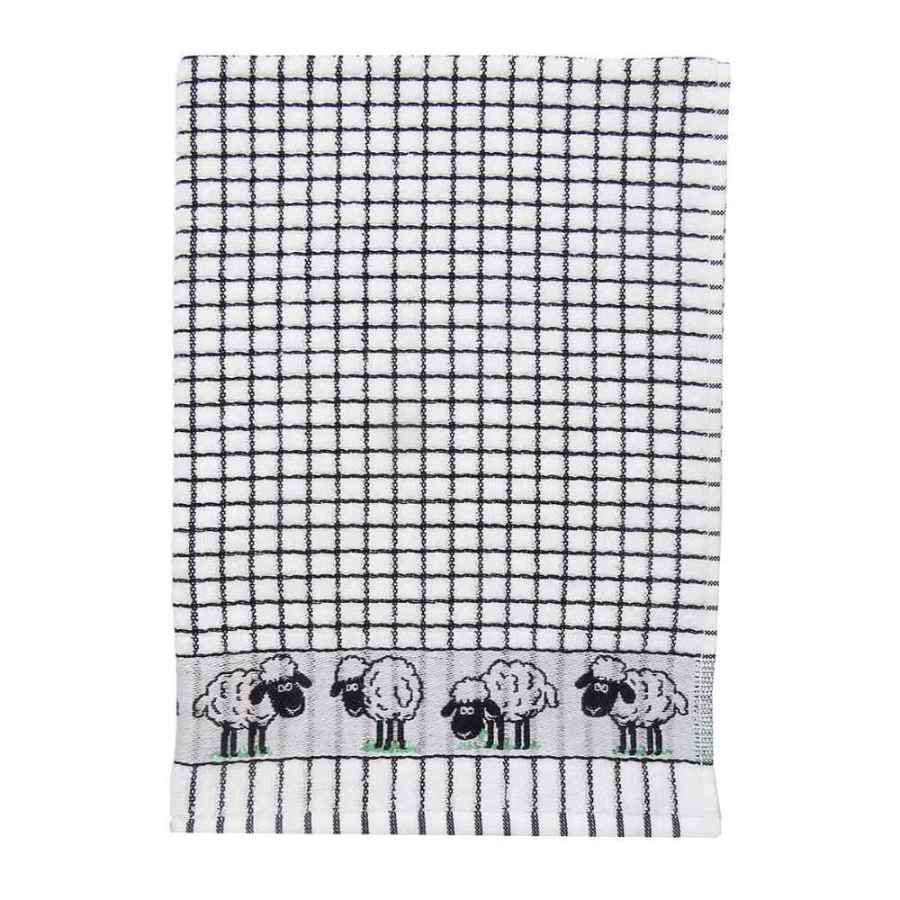 Poli-Dri Jacquard Tea Towel – Black & White Sheep by Samuel Lamont - Decorative Bar Stuff - Image 1