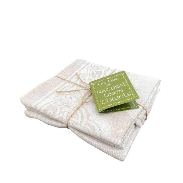 Celtic Natural Irish Linen Tea Towels – Pack of 2 - Decorative Bar Stuff - Image 1