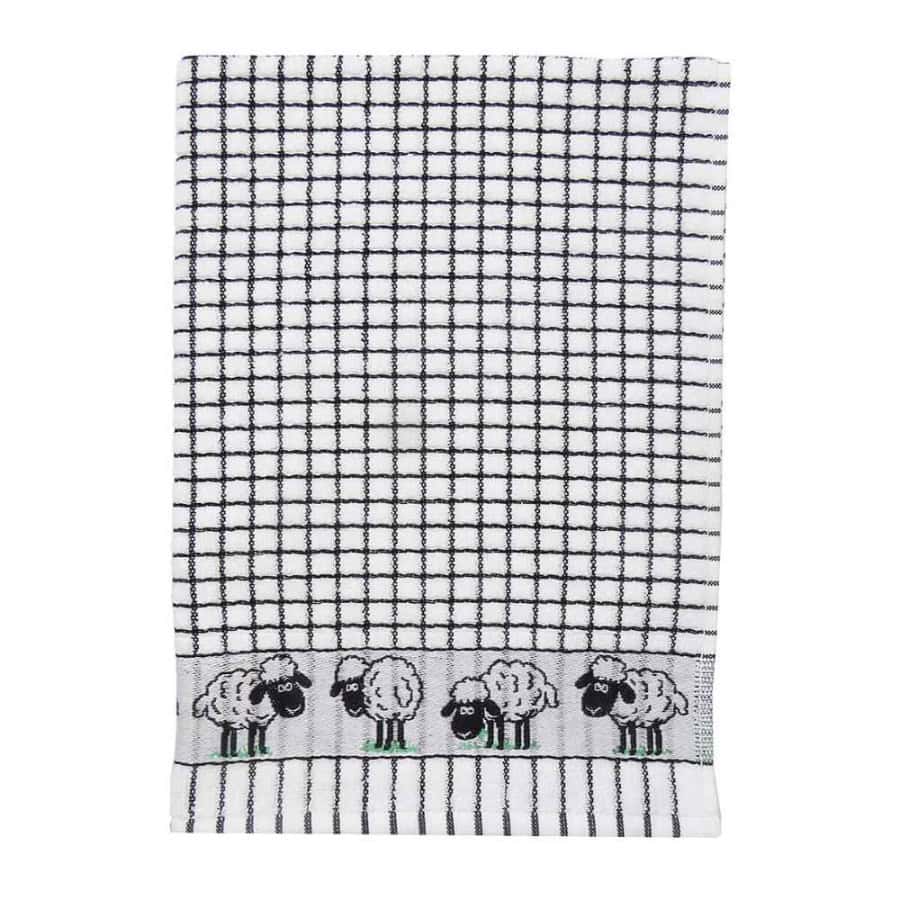 Poli-Dri Jacquard Tea Towel – Black & White Sheep by Samuel Lamont - Decorative Bar Stuff - Image 1