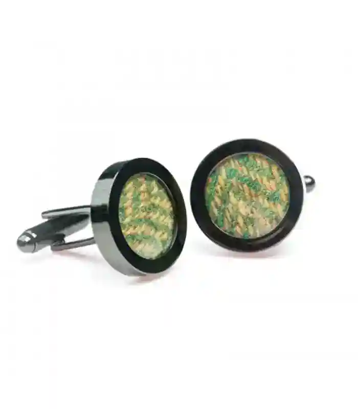 Donegal Tweed Cufflinks – Lime Tree Green - Irish Gifts