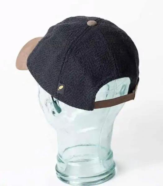 Black Donegal Tweed Baseball Cap with Suede Leather Peak - Hats | Caps | Clothing - Image 1