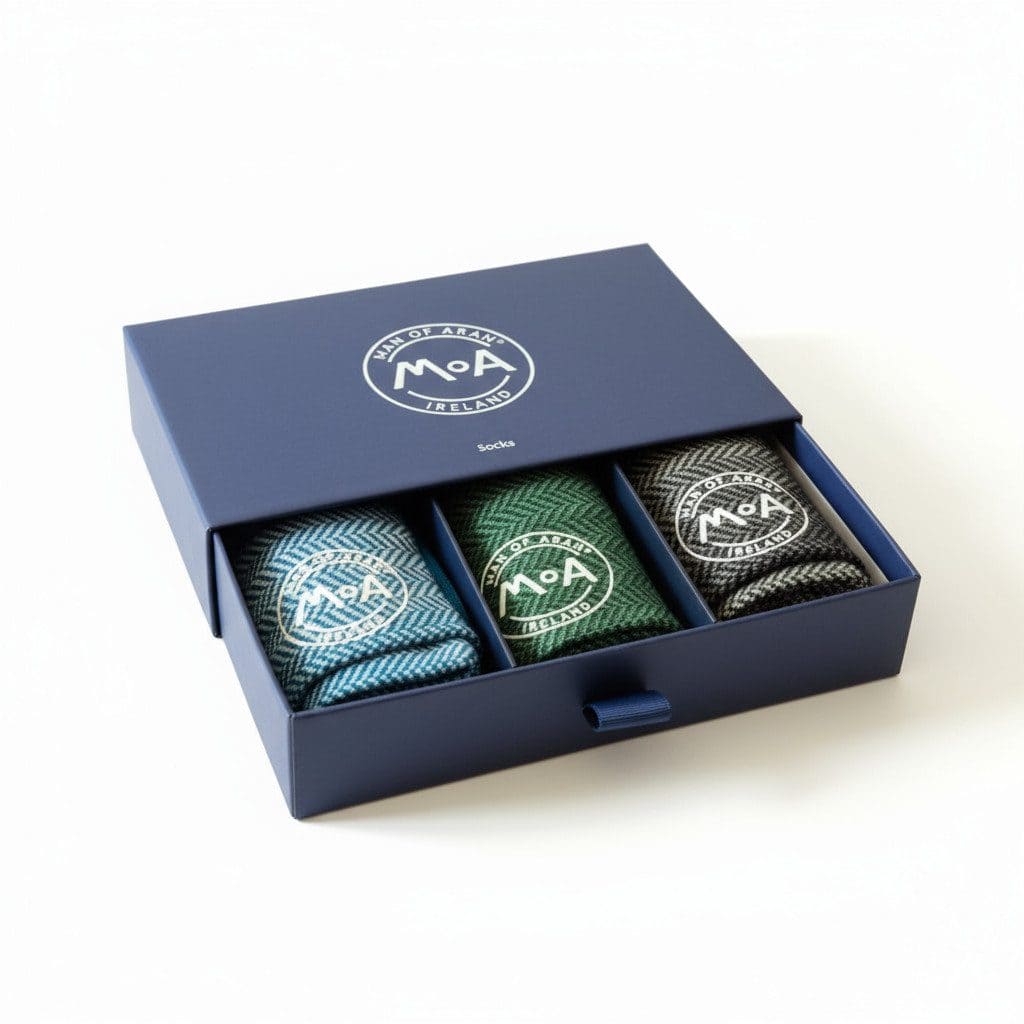 Three Pack of Herringbone Socks – Man of Aran - Hats | Caps | Clothing