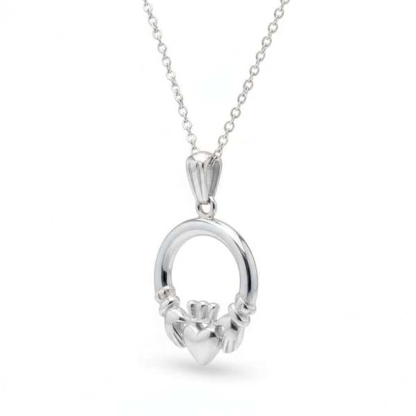 Small Sterling Silver Claddagh Pendant by Fadó Jewellers - Irish Gifts