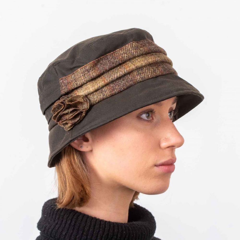 Katie Women’s Wax Hat – Green with Rustic Tweed Trim - Hats | Caps | Clothing