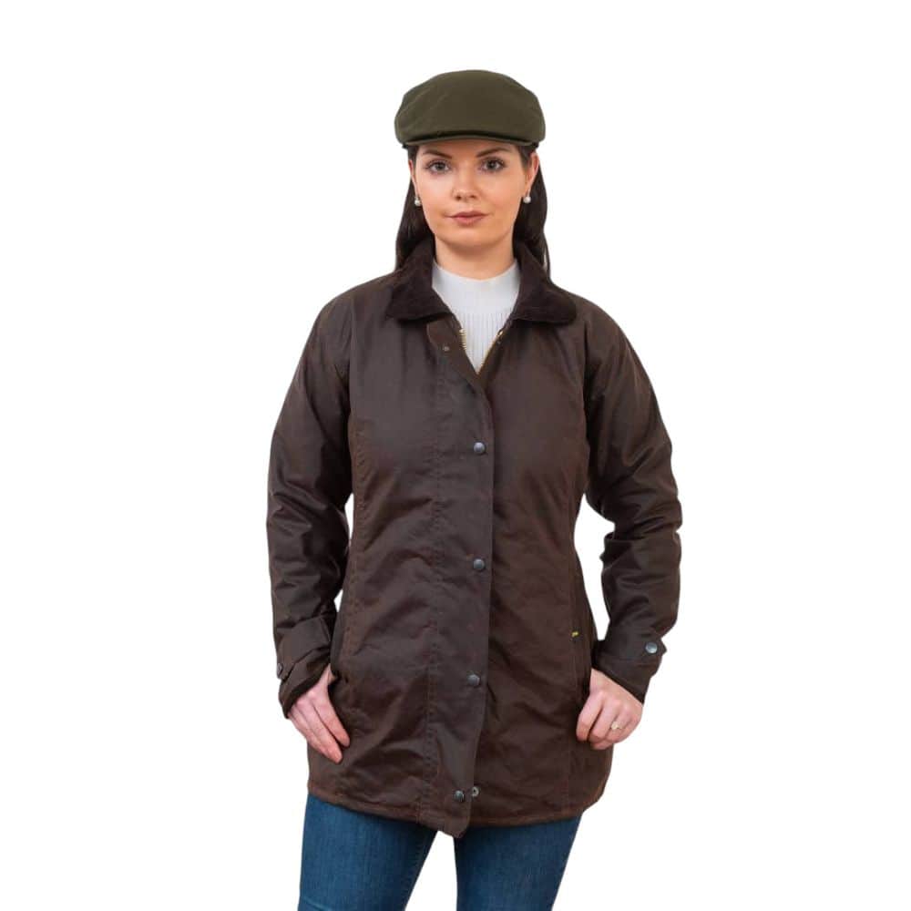 Women’s Waxed Jacket – Brown Wax | Midi-Length Country Classic - Clothing Collection - Image 1
