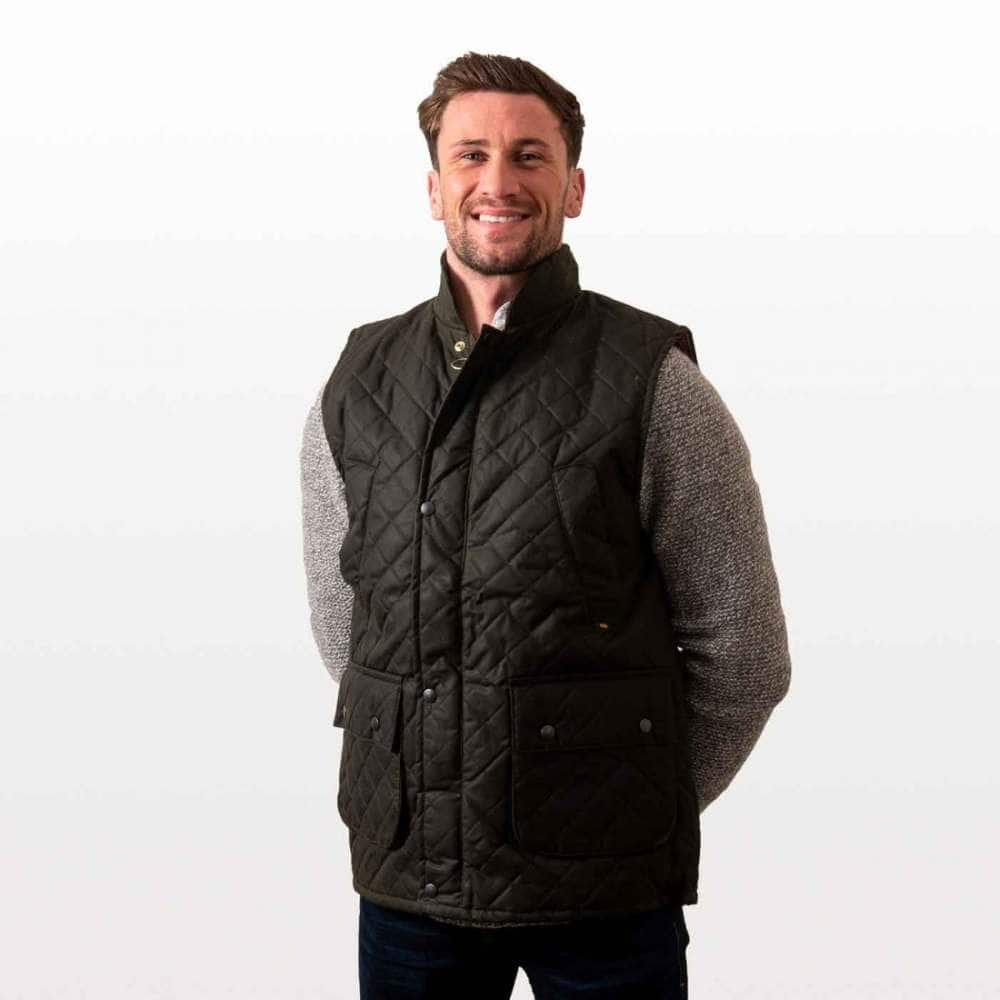 Men’s Waxed Gilet – Green Wax | Classic Country Bodywarmer - Clothing Collection - Image 1