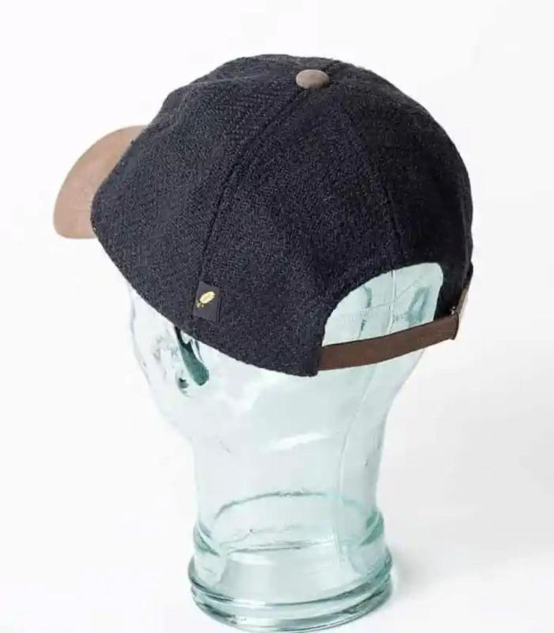 Black Donegal Tweed Baseball Cap with Suede Leather Peak - Hats | Caps | Clothing - Image 1