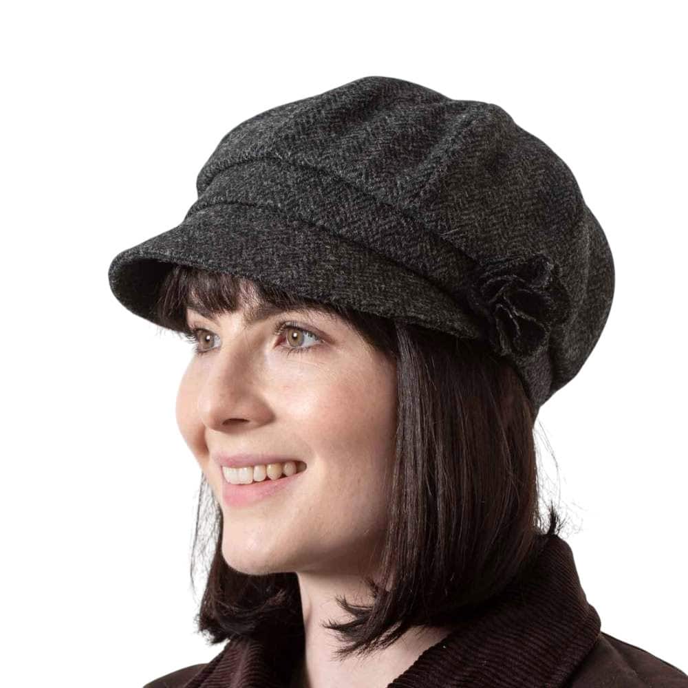 Shannon Women’s Cap – Charcoal Herringbone Tweed - Hats | Caps | Clothing