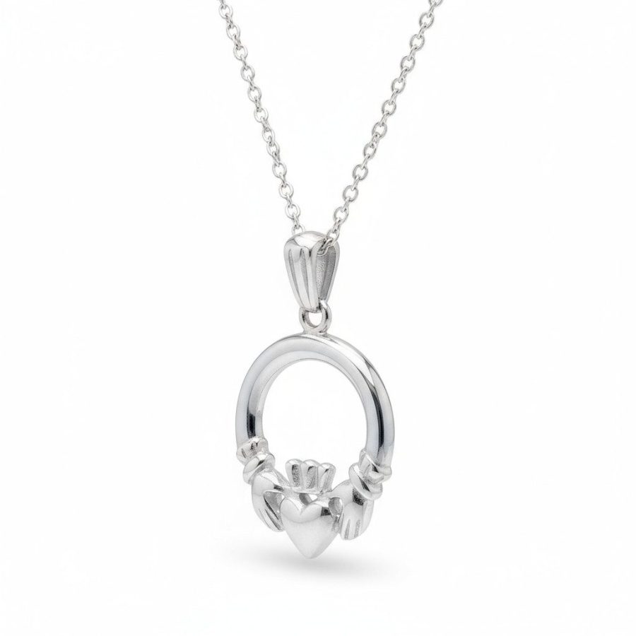 Small Sterling Silver Claddagh Pendant by Fadó Jewellers - Irish Gifts